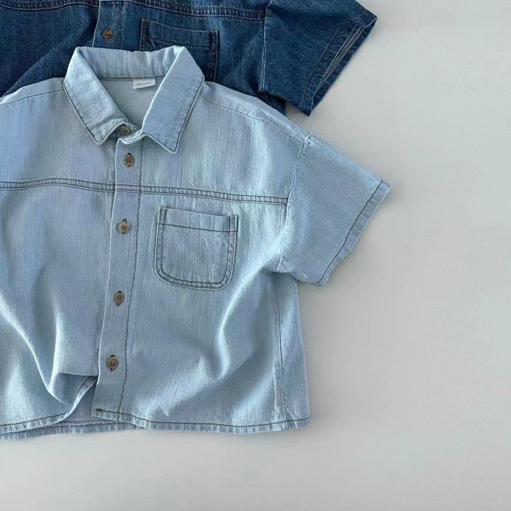 Denim Shirt & Shorts Set