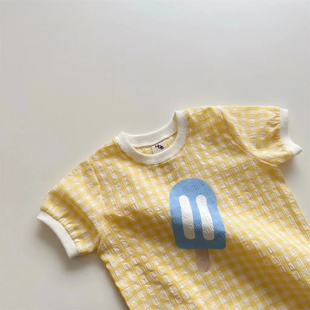 Cute Popsicle Plaid Onesie