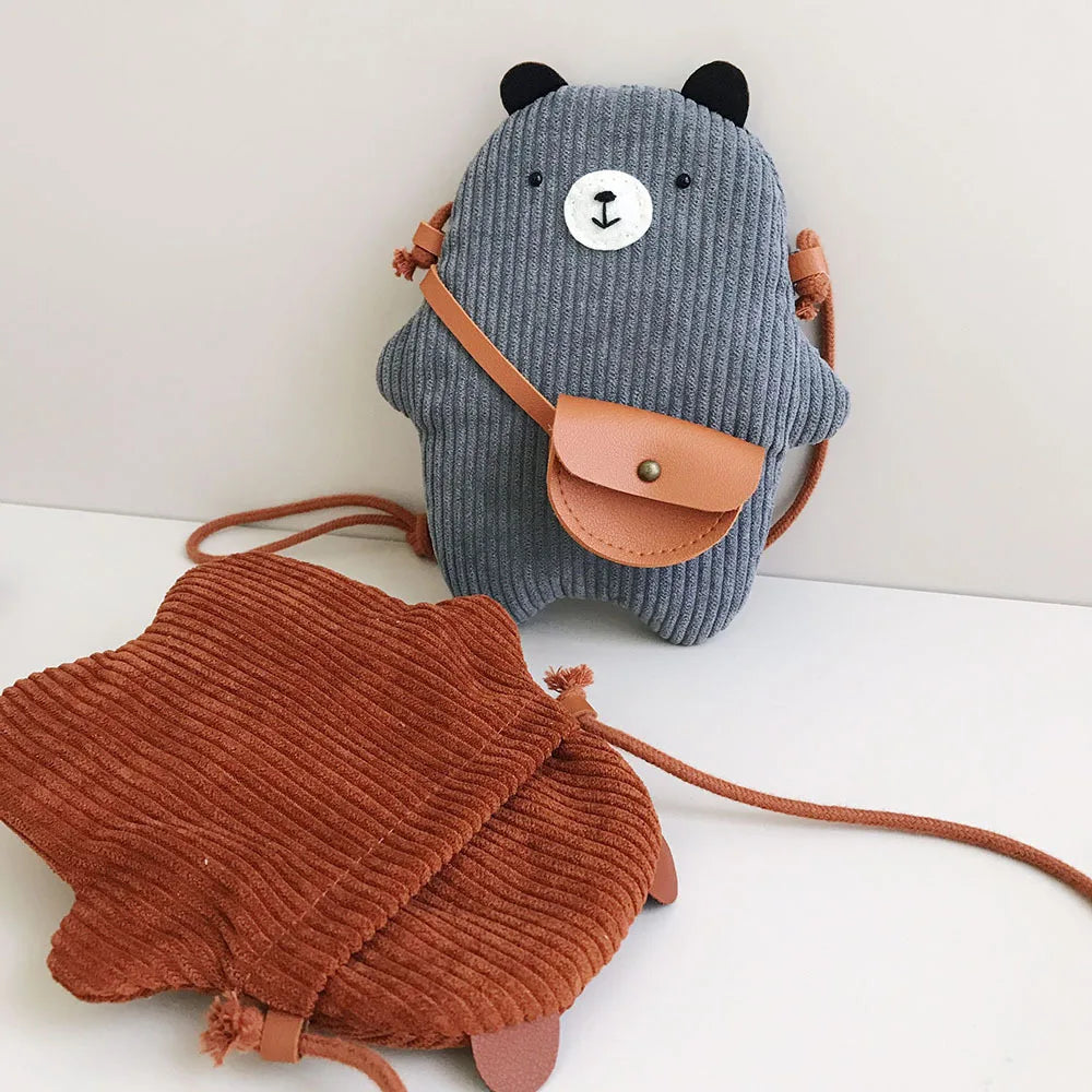 Cute Corduroy Bear Messenger Bag