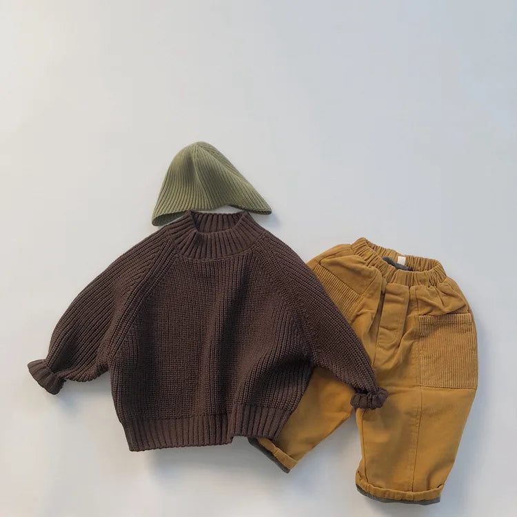 Thick Turtleneck Knitted Solid Pullover