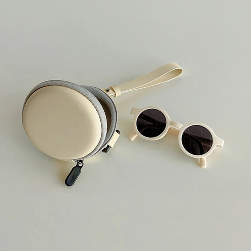 Children's Folding Round Sunglasses with Case