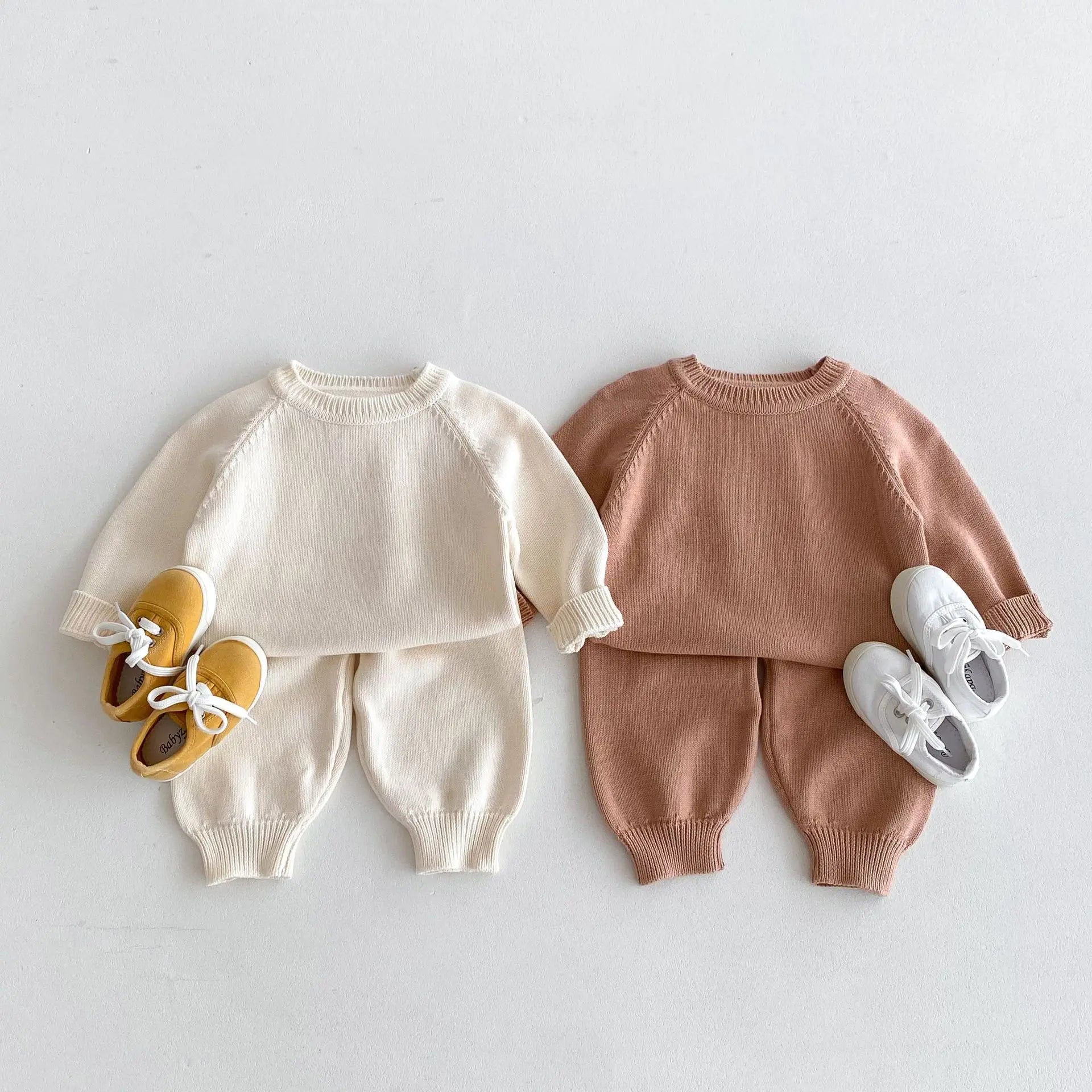 Knit Solid Long-Sleeve Set