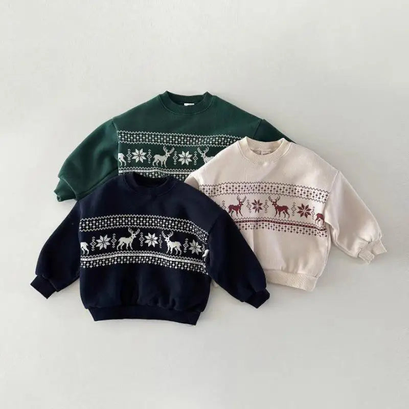 Christmas Patterened Fleece Sweatshirt