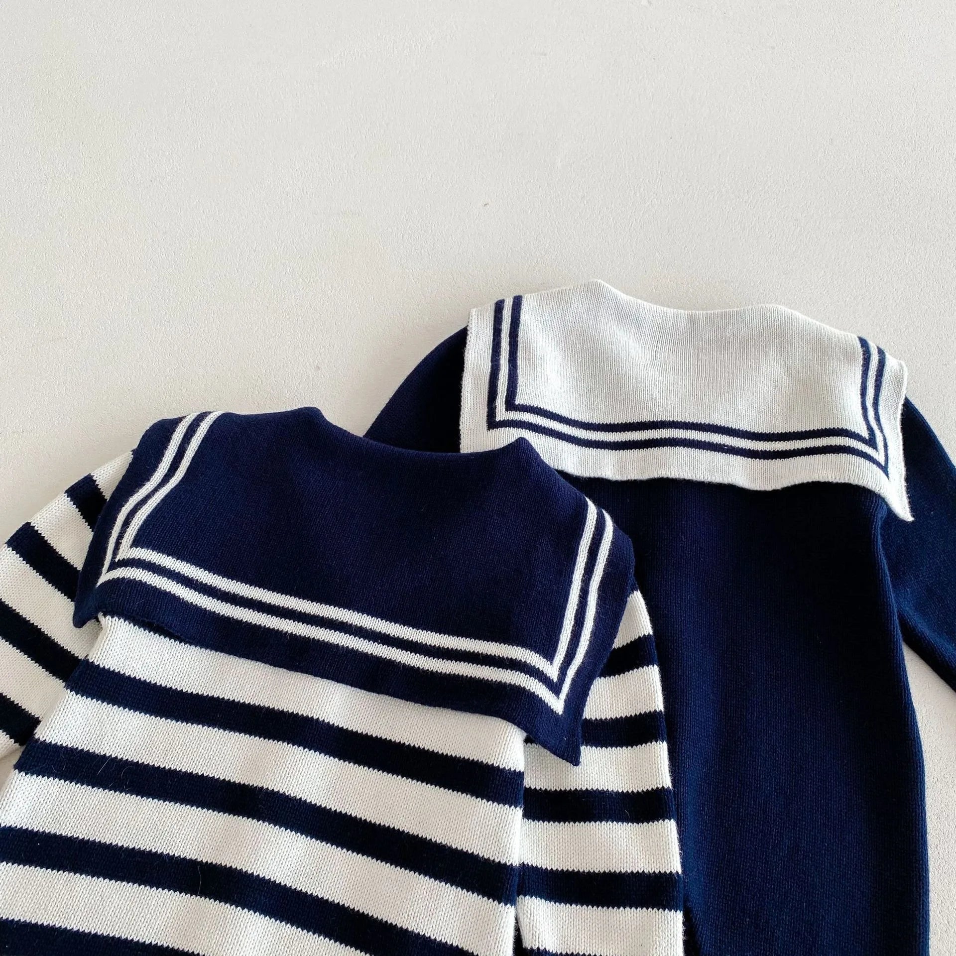 Navy Collar Knit Romper