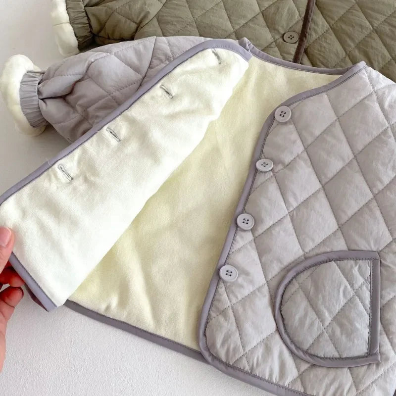 Winter Plush Kids' Cotton-Padded O-Neck Jacket