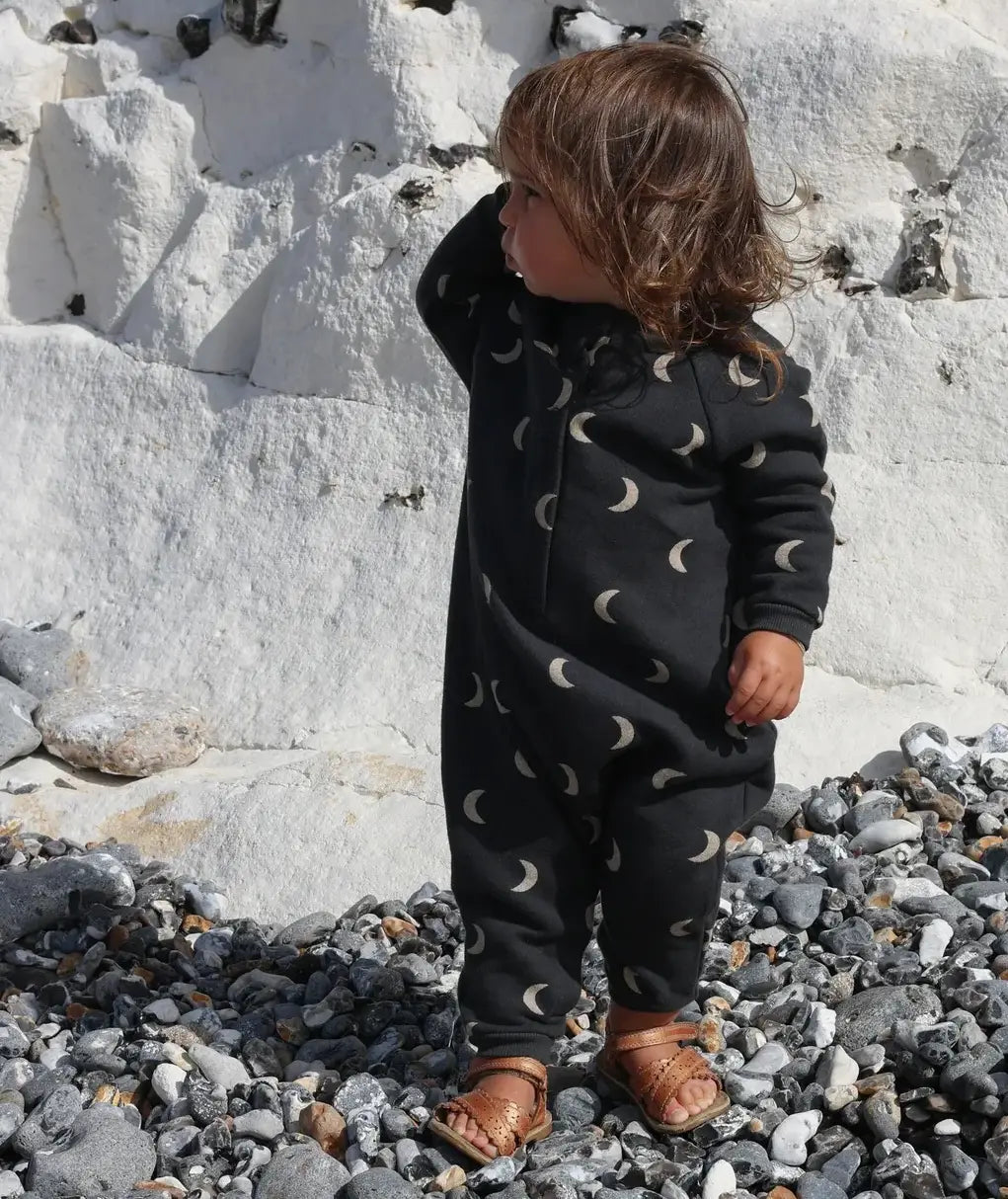 Crescent Pattern Long-Sleeved Romper