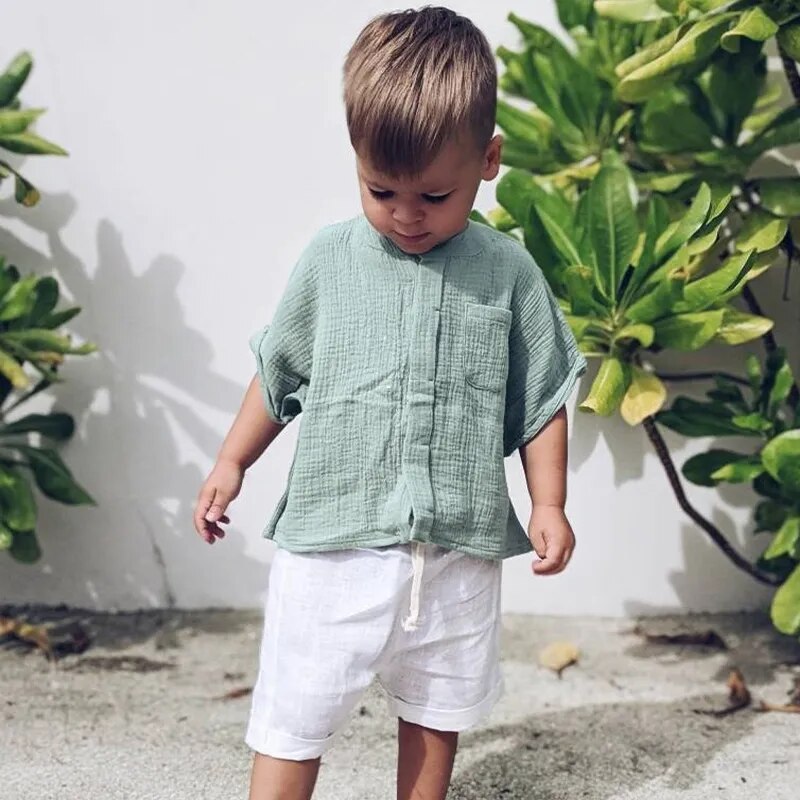 Muslin Boys Short-Sleeved Shirt