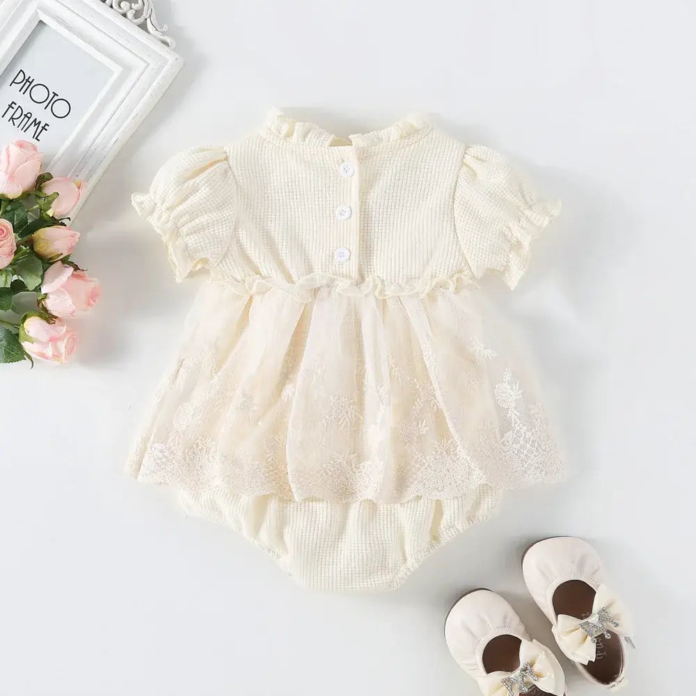 Cream Lace Waffle Onesie