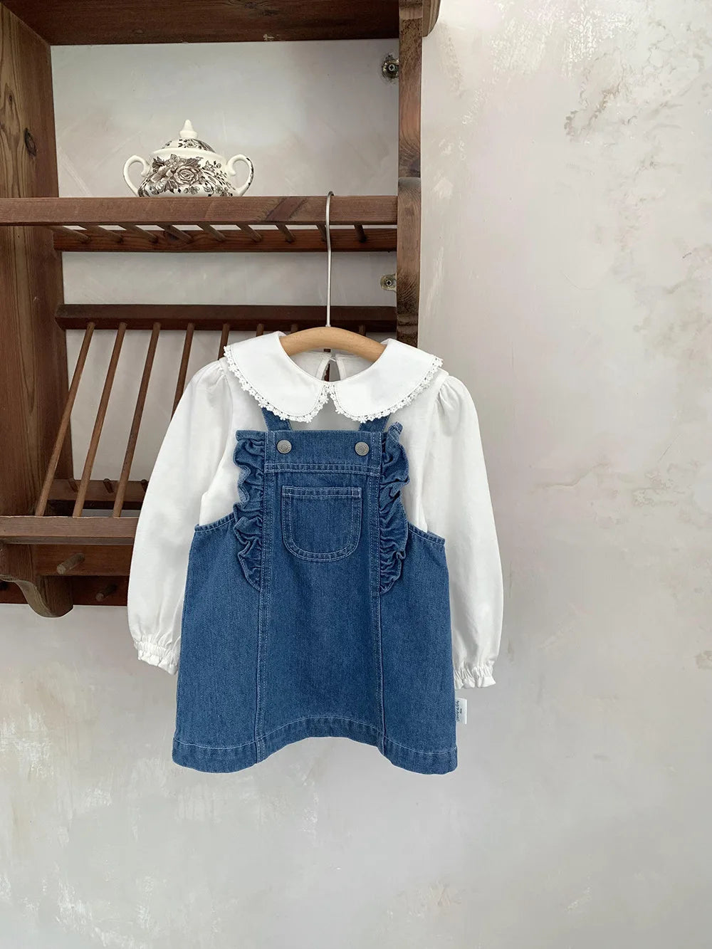 Girls Denim Suspenders Dress