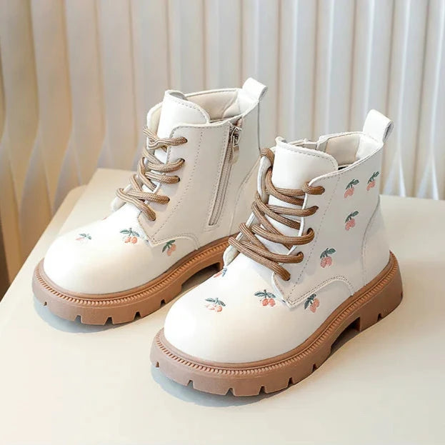 Girls' Embroidered Floral Boots
