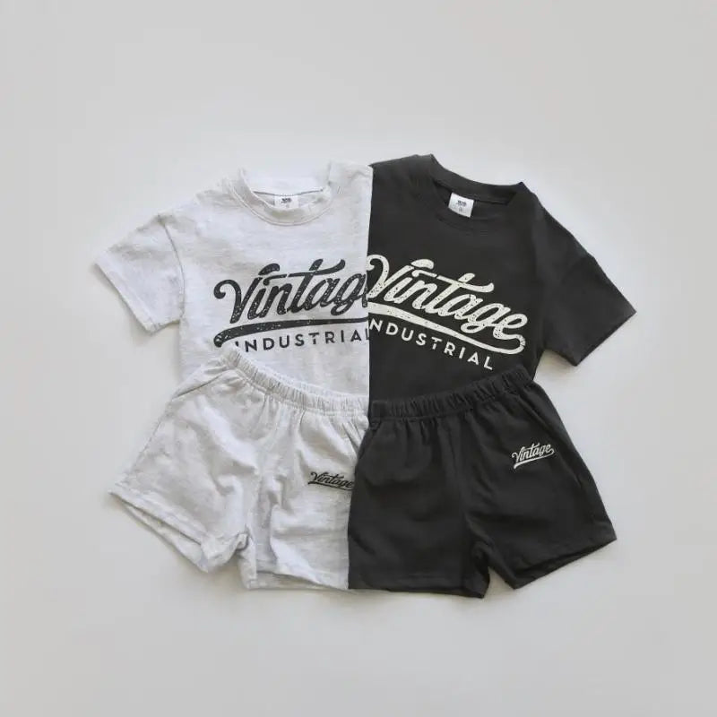 Vintage Unisex Baby T-shirt & Shorts Set