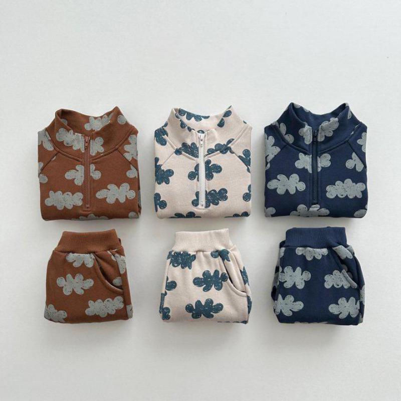 Patterned Half-Zip Jogger Set