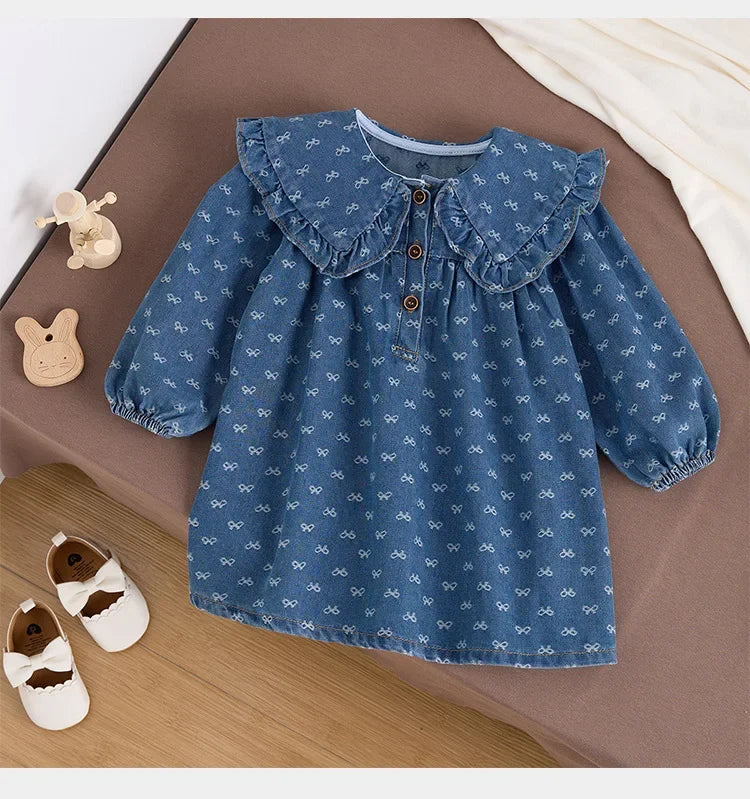 Girl's Denim Lapel Dress