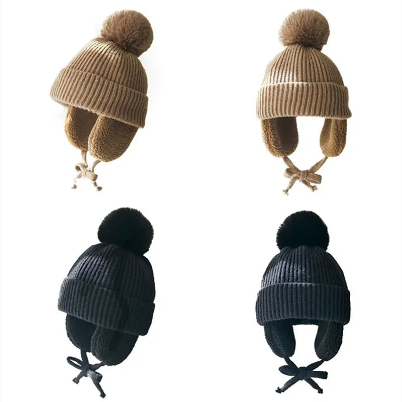 Pompom Earflap Winter Beanie
