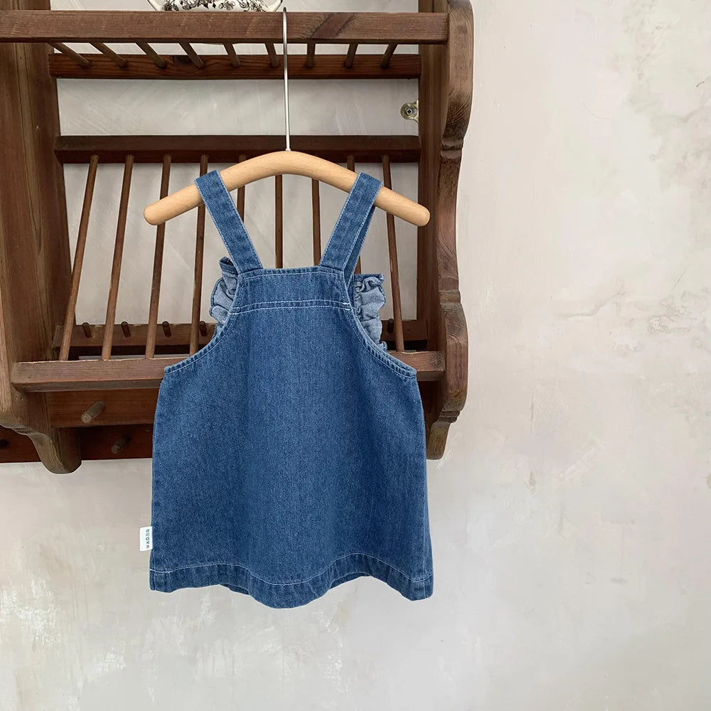 Girls Denim Suspenders Dress