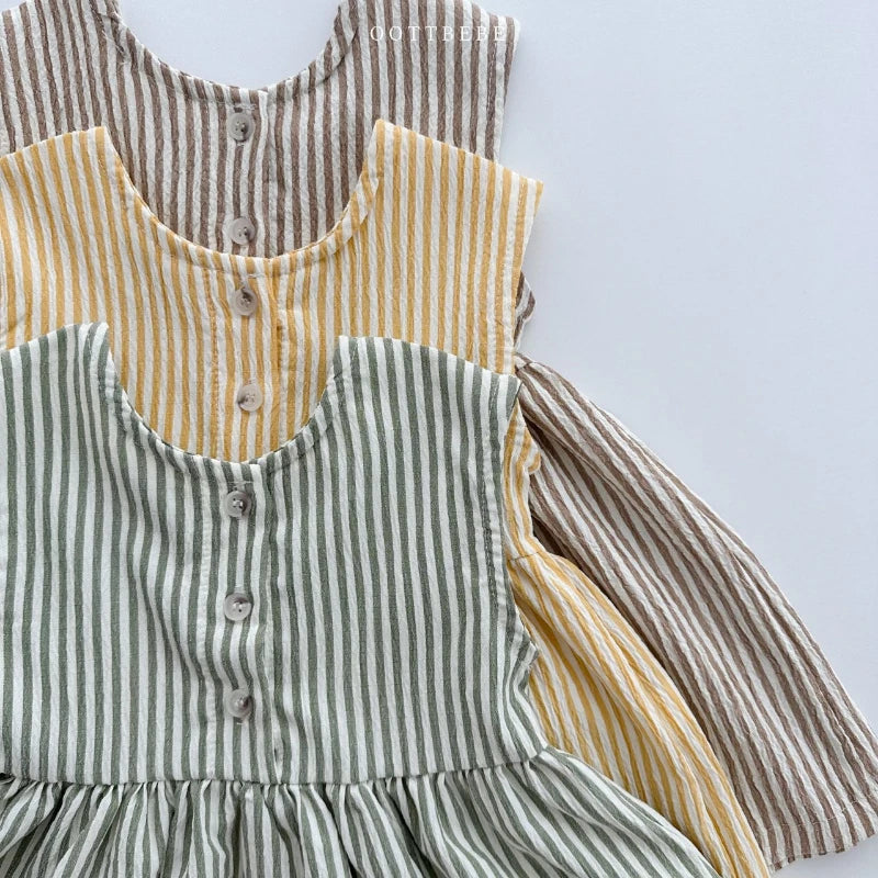 A-Line Striped Sleeveless Dress