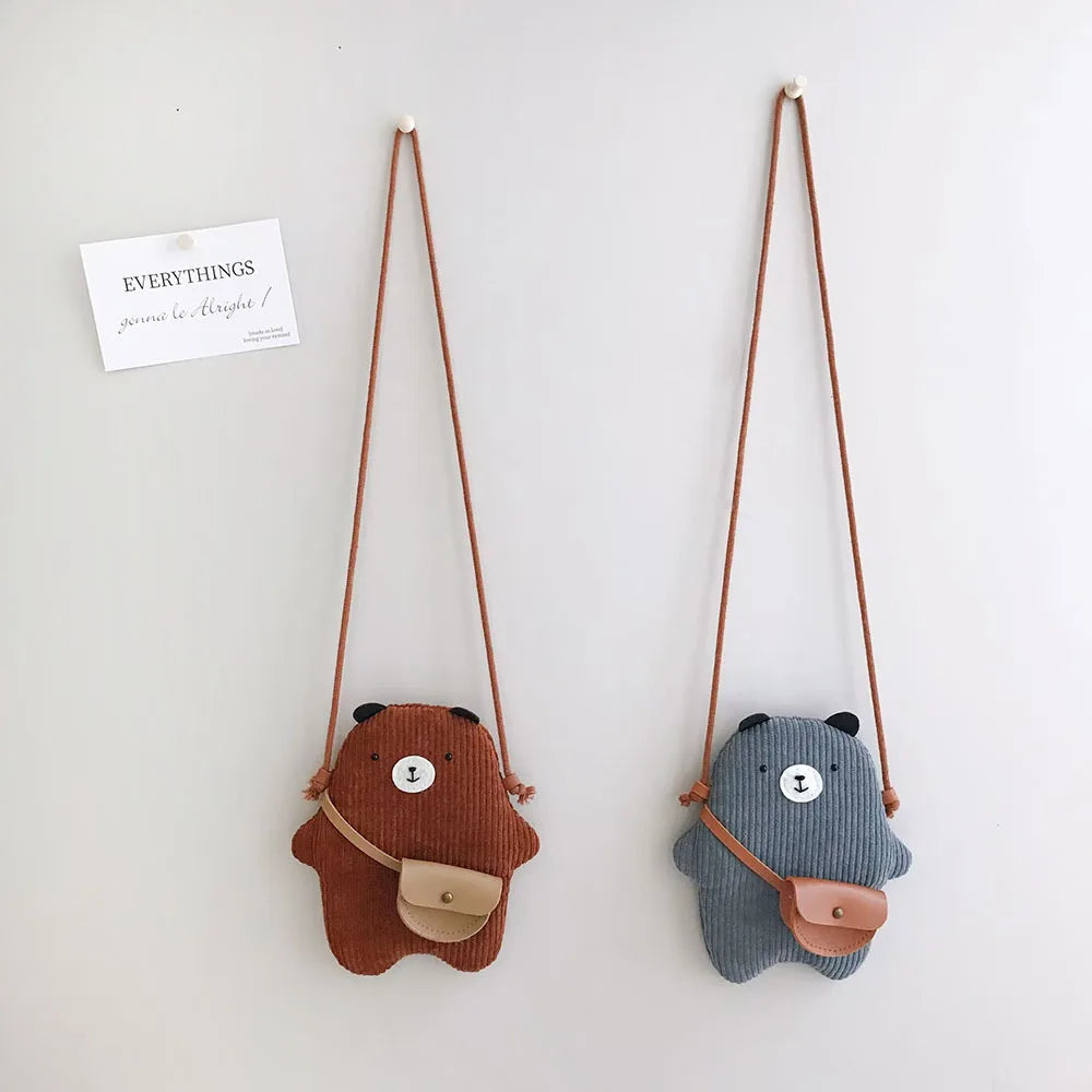 Cute Corduroy Bear Messenger Bag