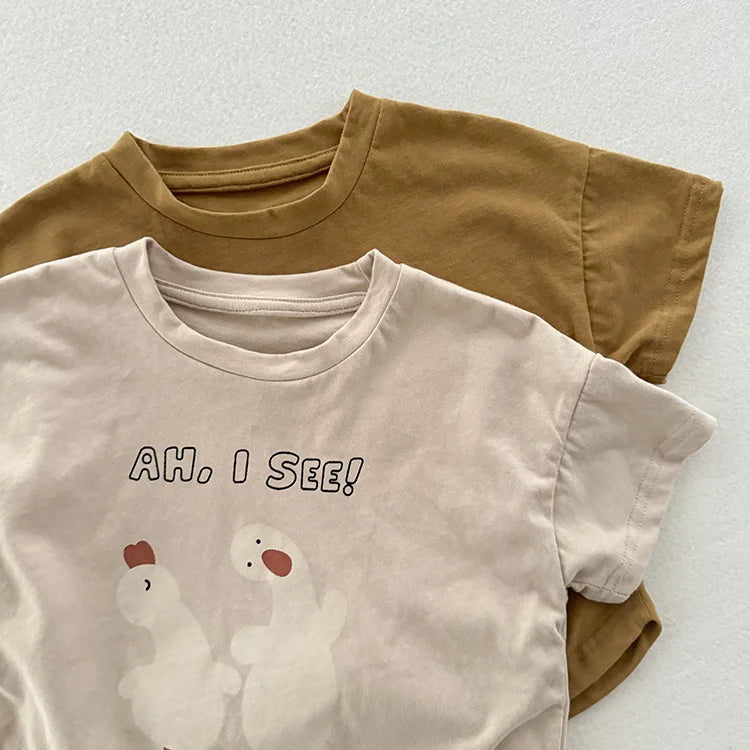 'AH, I SEE!' Cute Cartoon Print Tee