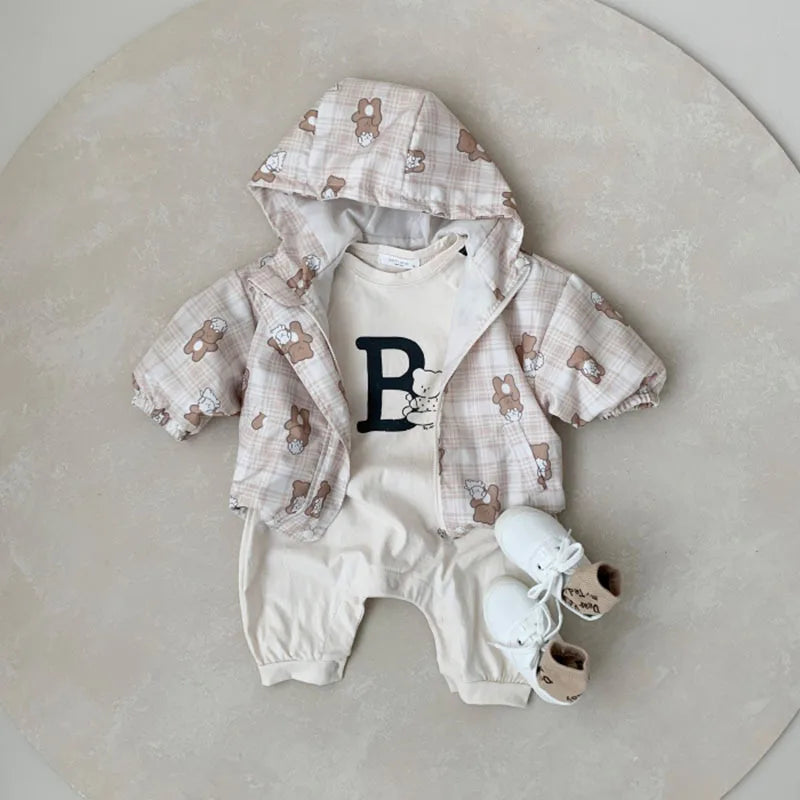 'B' Bear Long-Sleeved Romper