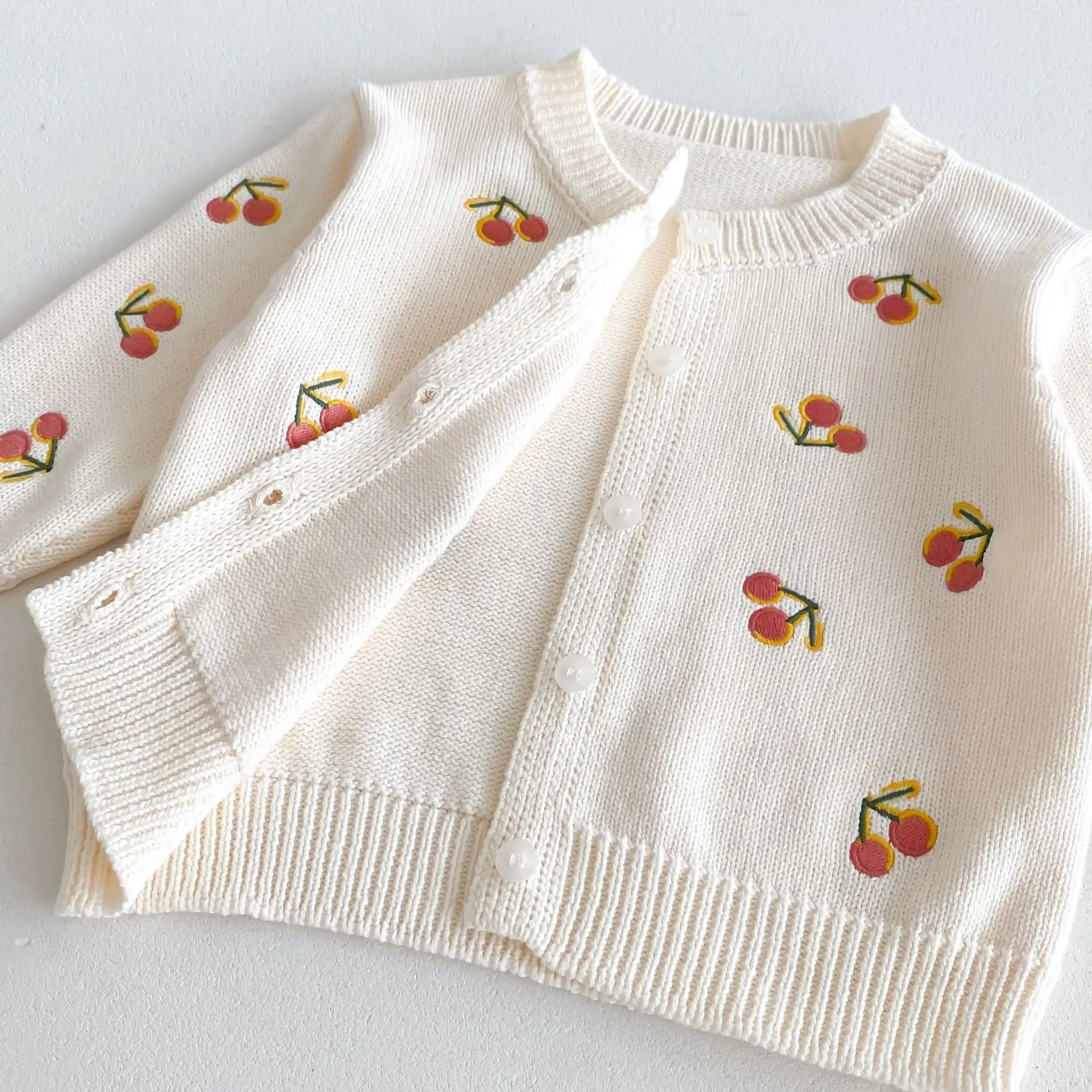 Cherry Embroidered Knit Cardigan