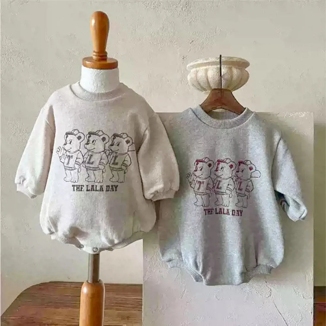 Cute Bear Print Long Sleeve Casual Romper