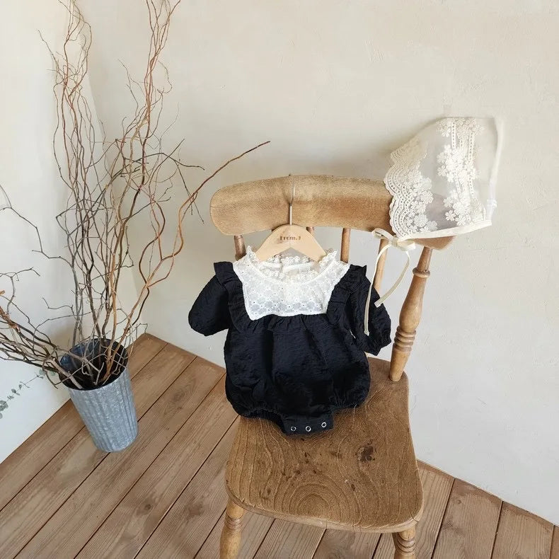 Girls Lace Ruffle Collar Onesie