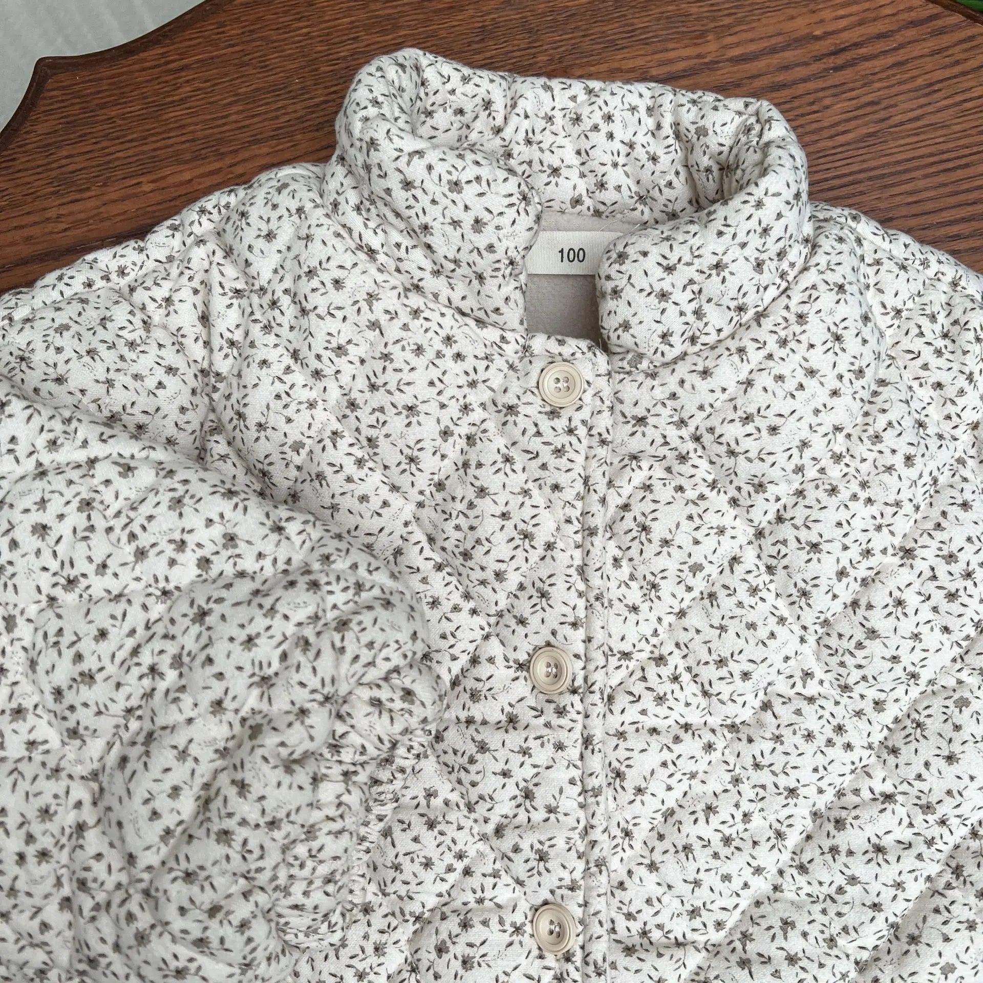 Floral Fleece-Lined Cotton-Padded Jacket