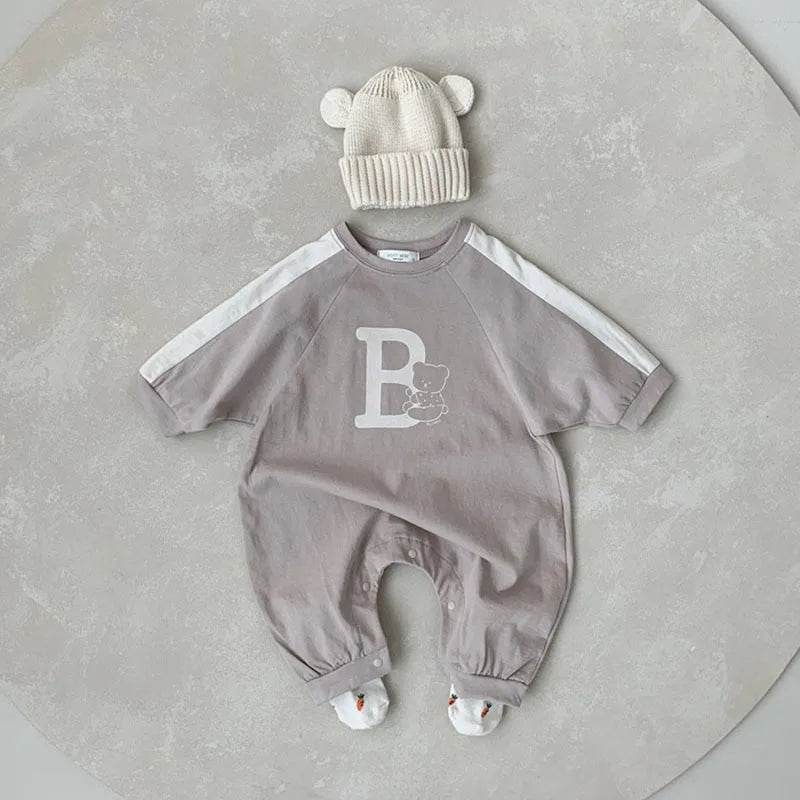 'B' Bear Long-Sleeved Romper