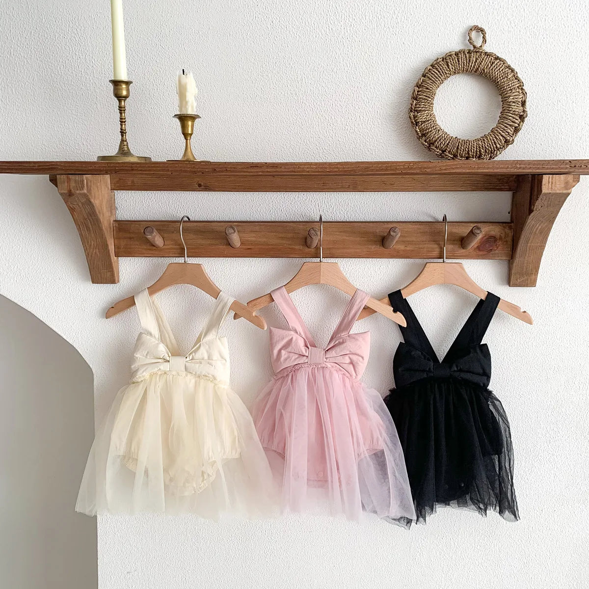 Girls Sleeveless Bow Sling Onesie Tutu