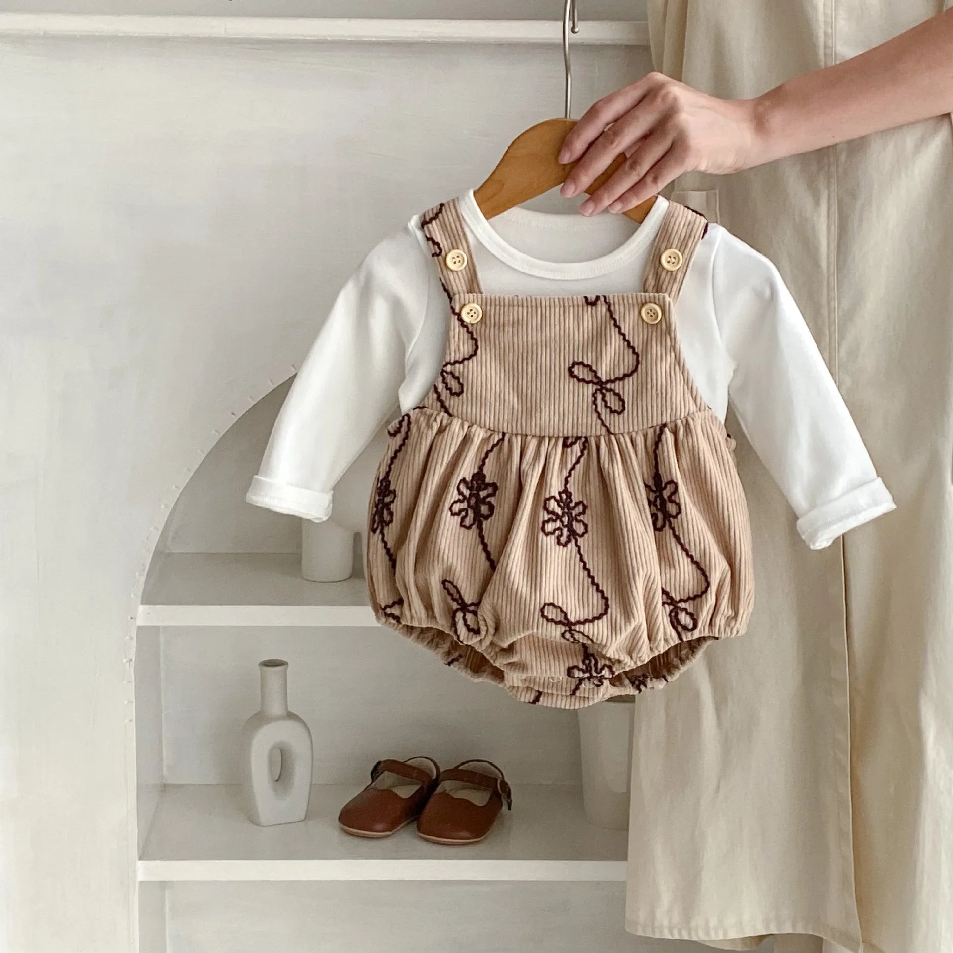 Girls' Corduroy Embroidered Onesie