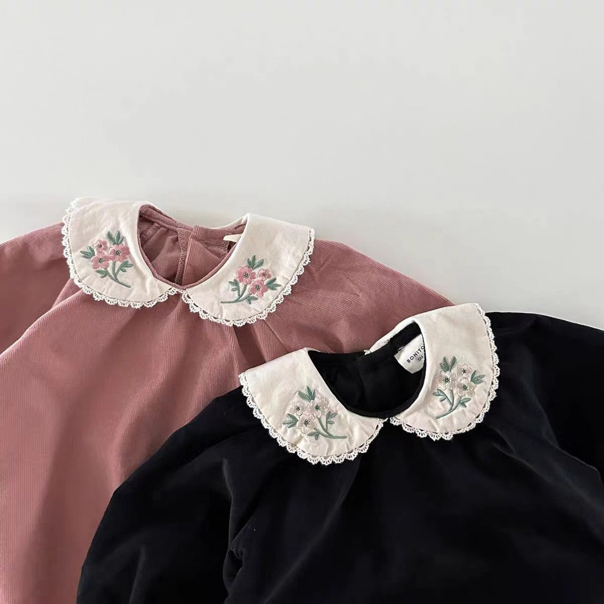Embroidered Collar Snap-Button Onesie