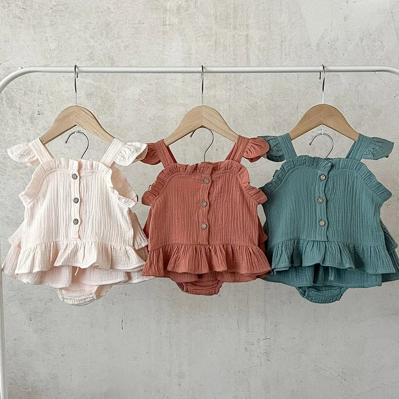 Girls' Flutter Sleeve Blouse & Bloomer Set