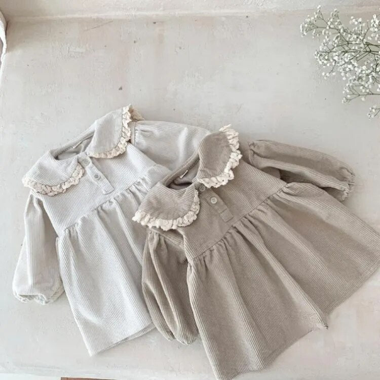 Long-Sleeved Corduroy Casual Dress