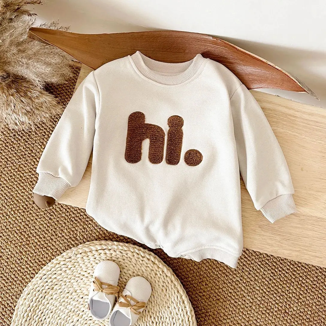 'hi.' Cute Long-Sleeved Onesie