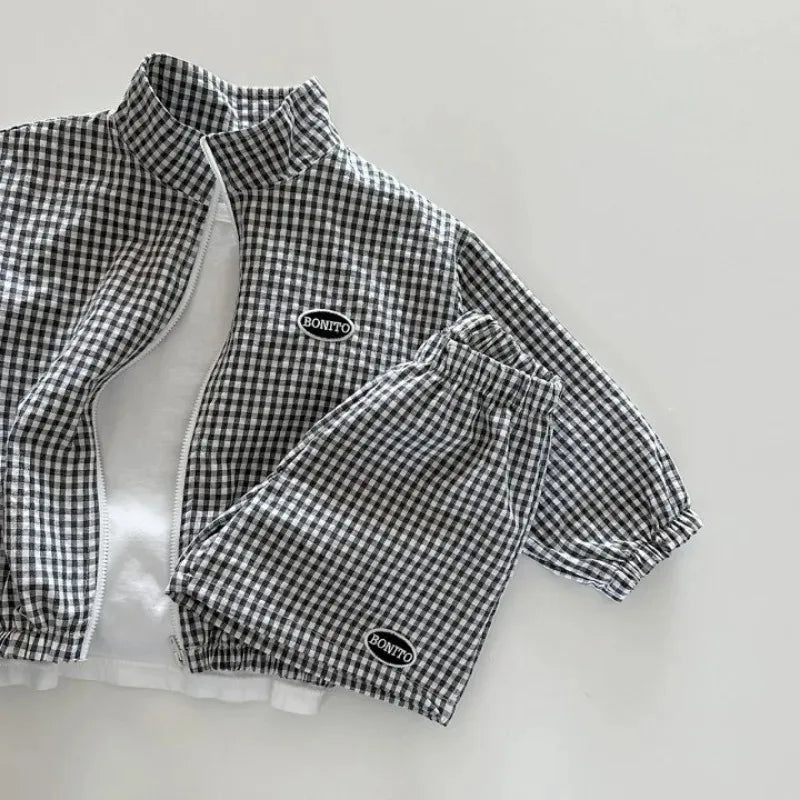 Plaid Jacket and Shorts Set