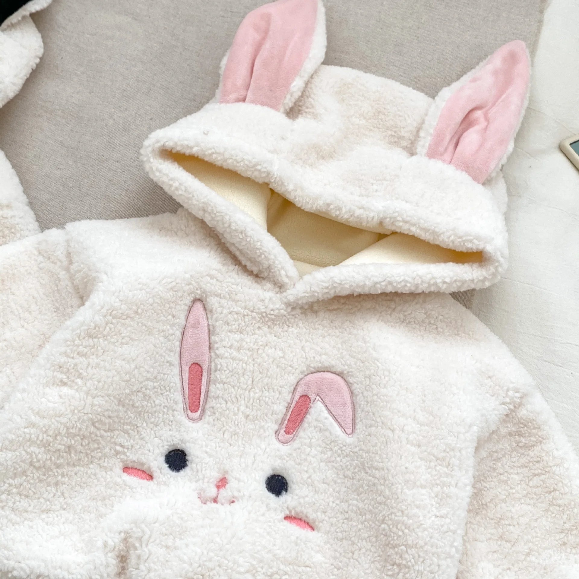 Plush Hooded Sweatshirt & Striped Leggings
