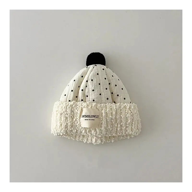 Plush Polka Dot Baby Beanies