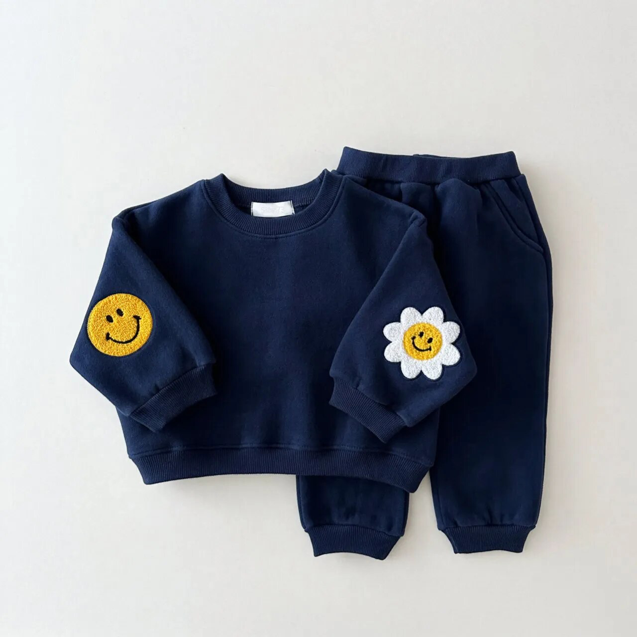 Warm Patch Smiley Face Patch Jogger Set