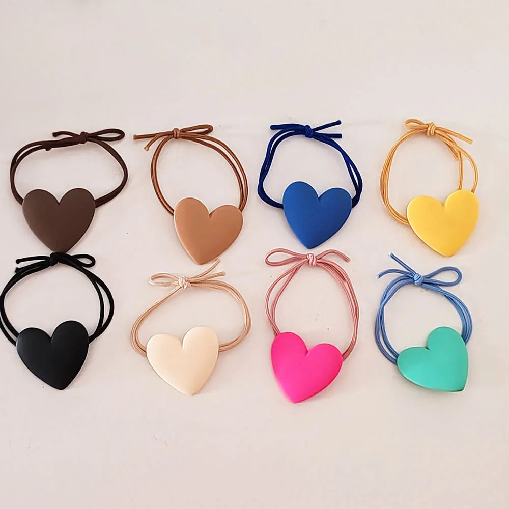 Heart-Shaped Colored Girl's Hair Ties (4-Piece)