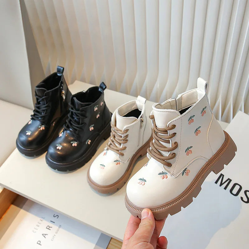 Girls' Embroidered Floral Boots