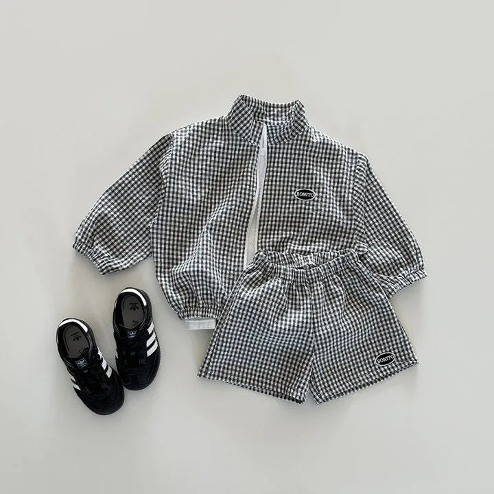 Plaid Jacket and Shorts Set