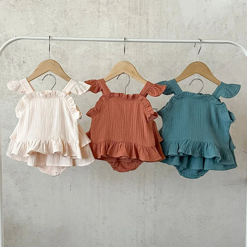 Girls' Flutter Sleeve Blouse & Bloomer Set