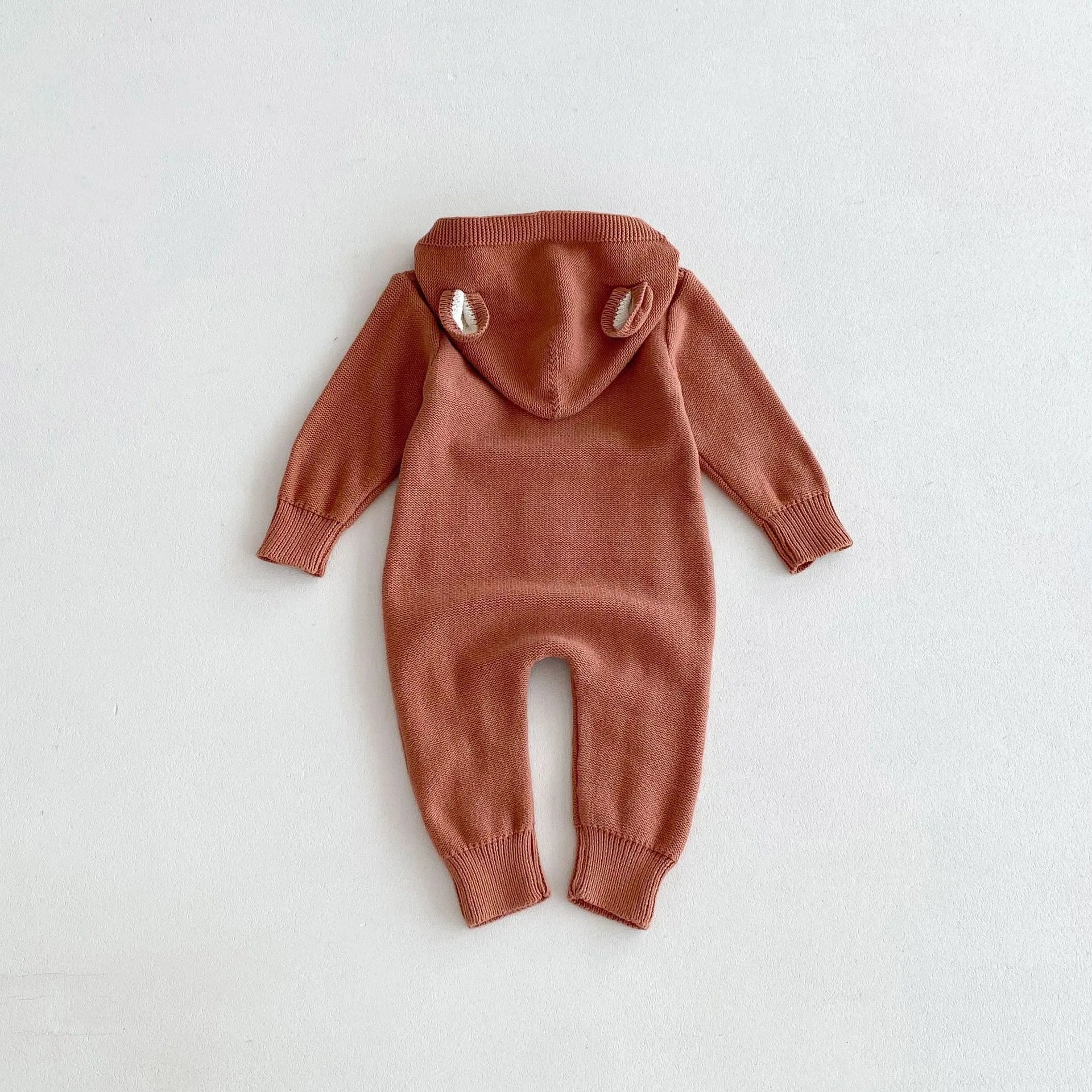 Hooded Button-Down Knit Romper