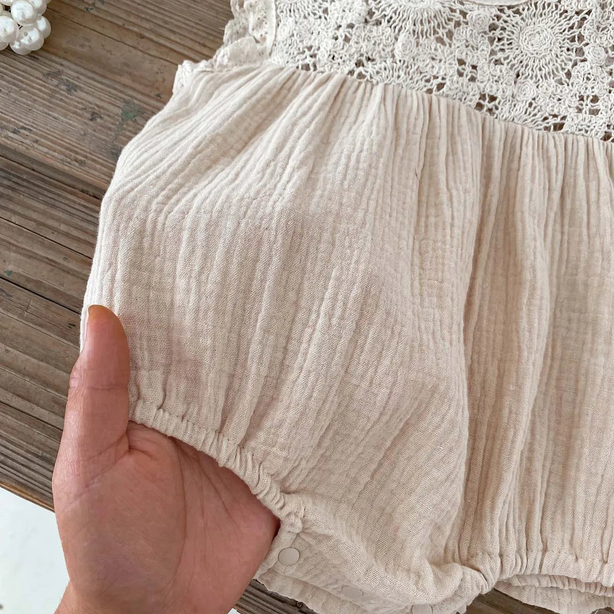 Girls Sleeveless Lace Onesie