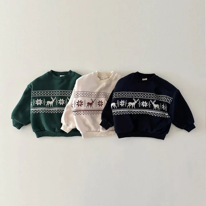 Christmas Patterened Fleece Sweatshirt