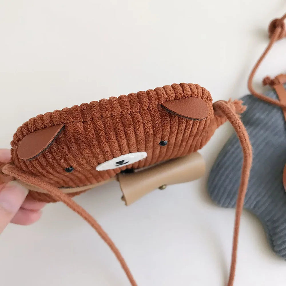 Cute Corduroy Bear Messenger Bag