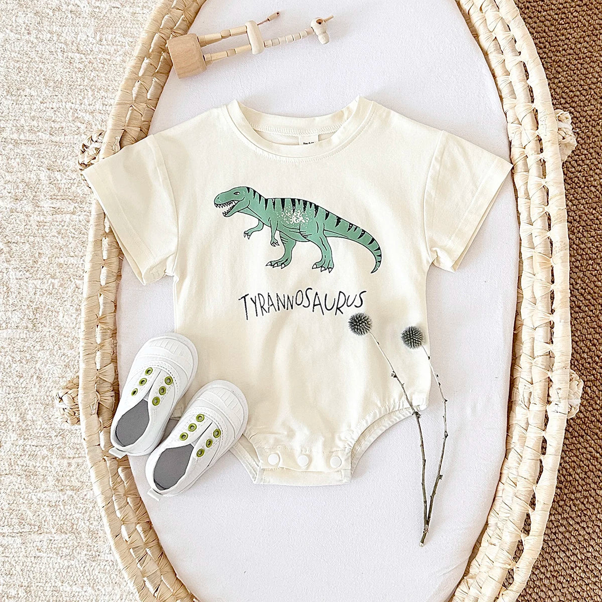 Dinosaur Print Short Sleeve Onesie