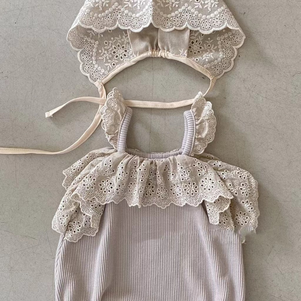 Girls Sleeveless Lace Onesie