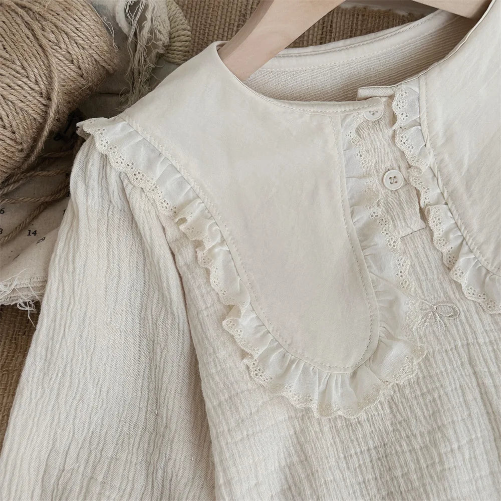 Large Lapel Lace Collar Romper