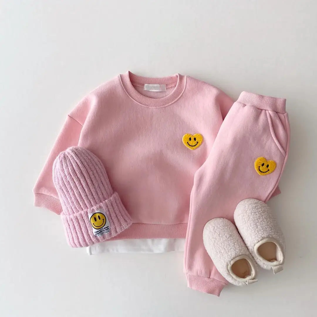 Smiley Patch Fleece Lined Jogger Set